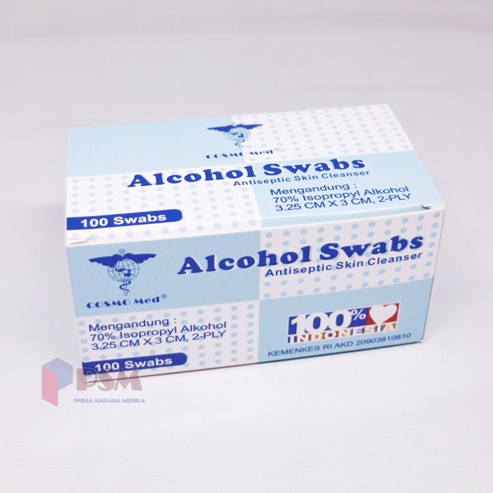 Alcohol Swab 100s Cosmomed / Kapas Tisu Tissue Alkohol Pads One Swab