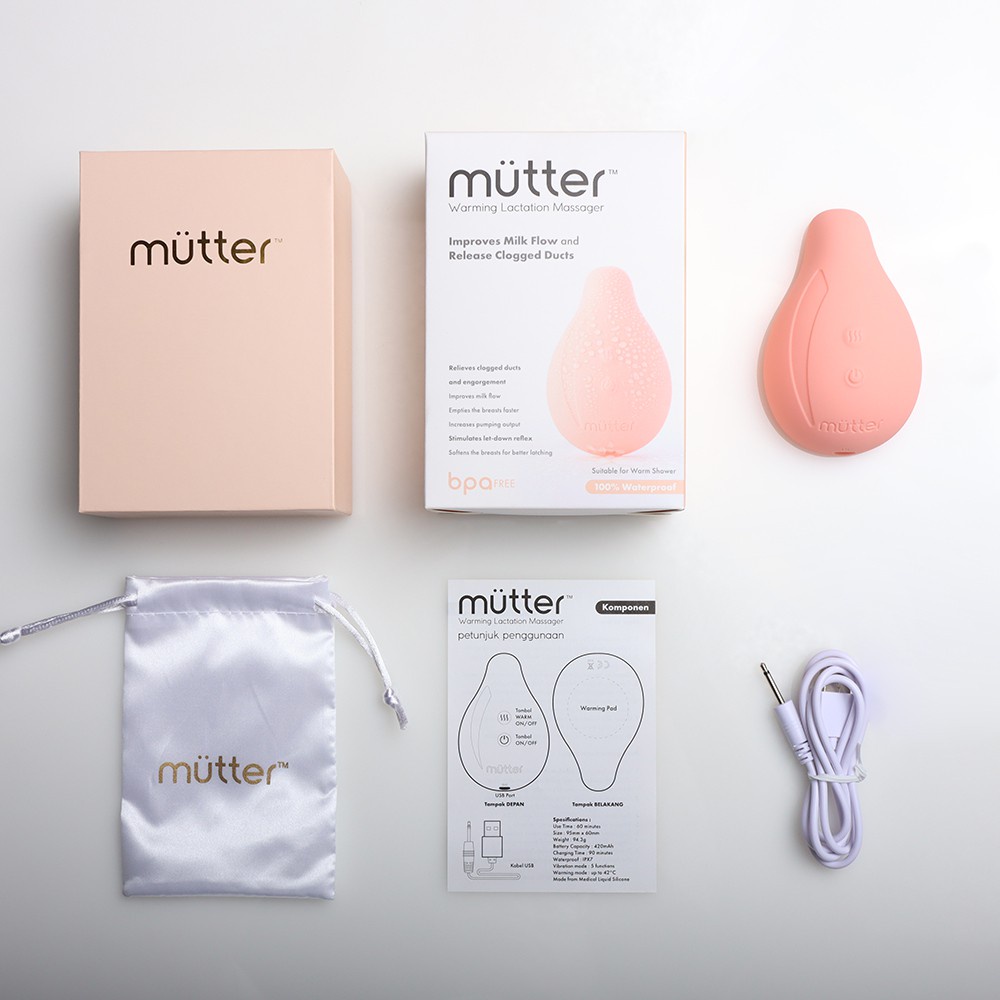 MUTTER Warming Lactation Massager Alat Pijat Laktasi ASI Dengan Penghangat