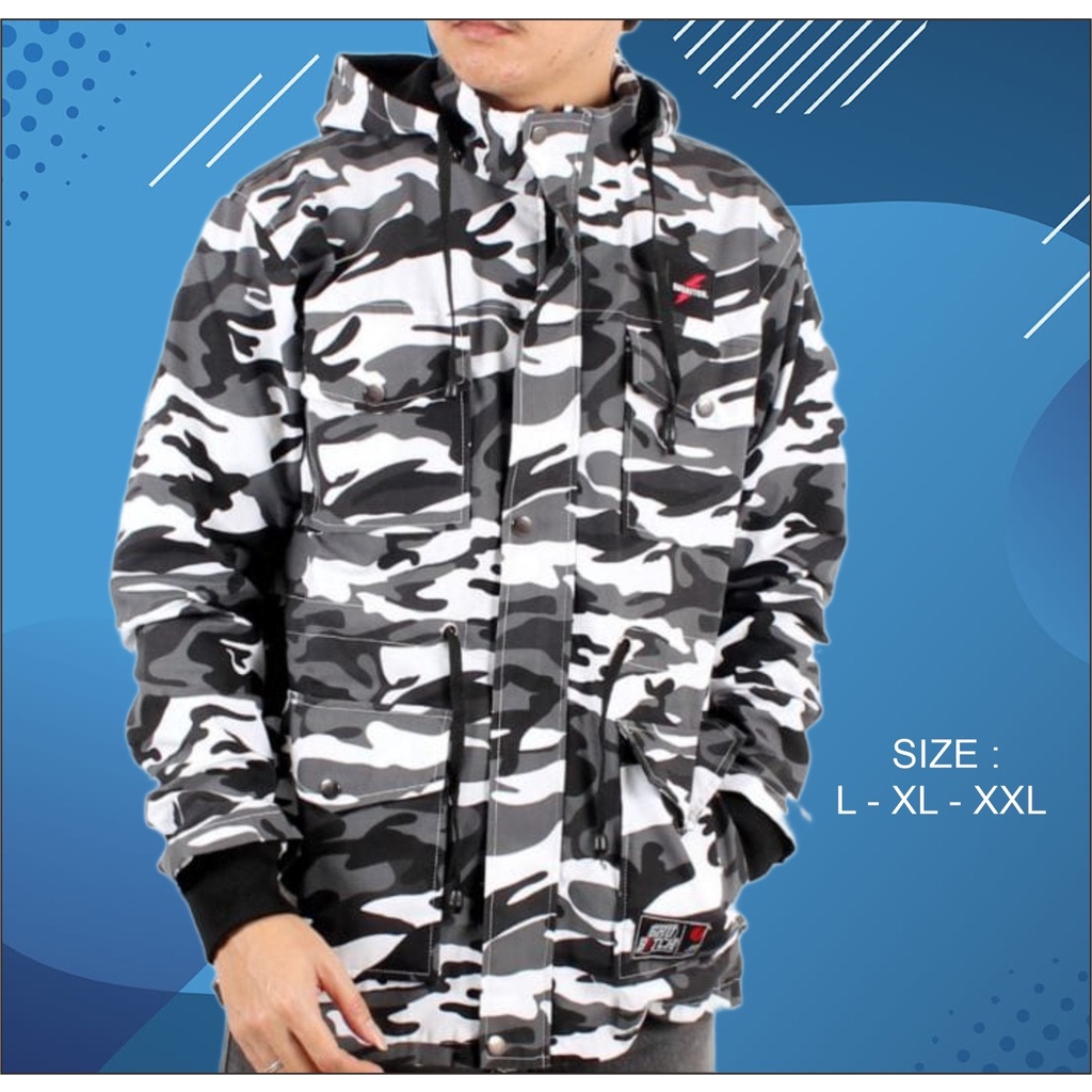 Jaket Parka Pria Loreng Bahan Baby Canvas Premium