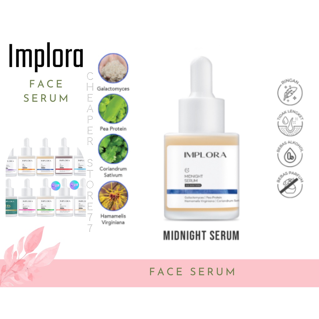 IMPLORA - FACE ACNE SERUM - LUMINOUS BRIGHTENING SERUM - MIDNIGHT SERUM - PEELING SERUM - HYDRATING SERUM 20 ml