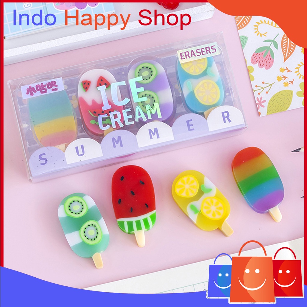 

Penghapus Pensil Karakter Es Krim Ice Cream Erazer Set 4pcs ℍ 846