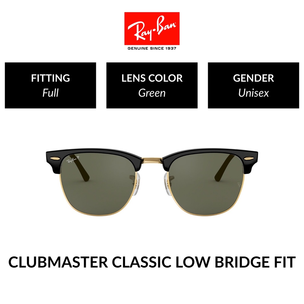 RAY-BAN Clubmaster Polarized | RB3016F 901/58 | Full Fitting | Sunglasses | 55mm