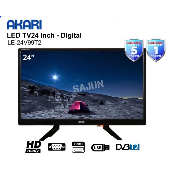 AKARI LED Digital TV 24&quot; HD DVB-T2 USB HDMI VGA LE-24D53 24D53 24D