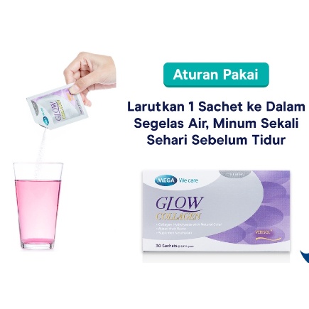 GLOW COLLAGEN Ecer Per Sachet Mega We Care - Suplemen Kecantikan Kulit Kolagen