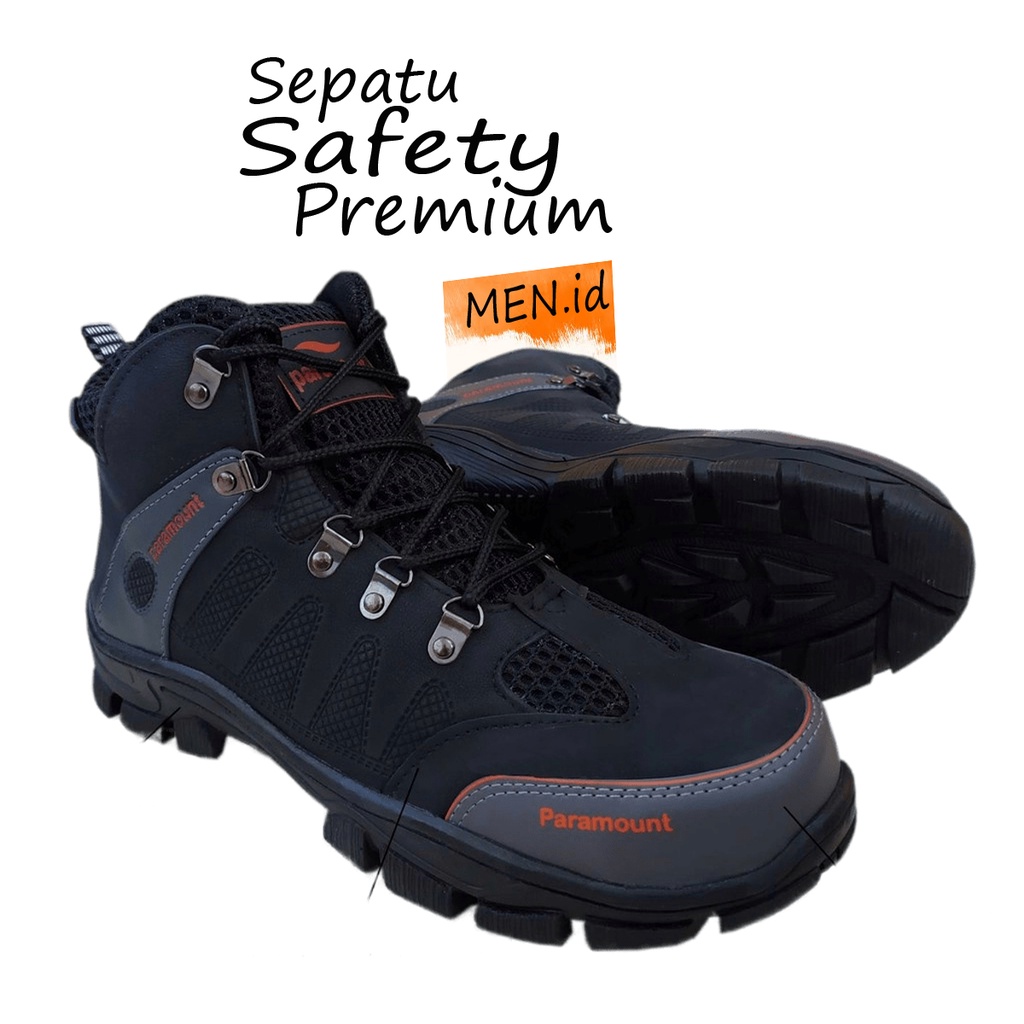 Sepatu safety sepatu kerja sepatu safety pria ujung besi sepatu septy hitam abu 39-43 - men.id