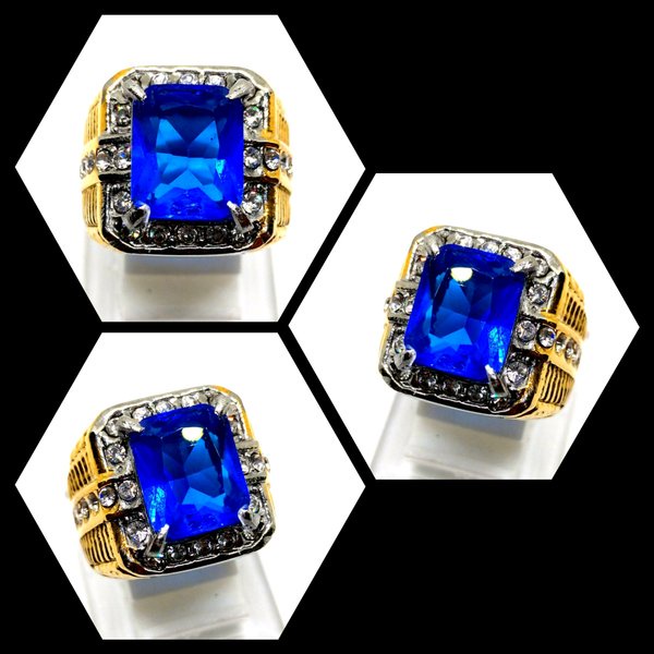 Cincin Batu Akik octagon king safir FS36