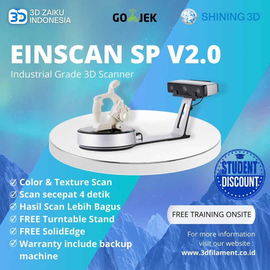 Einscan SP Industrial Grade 3D Scanner Bergaransi Resmi