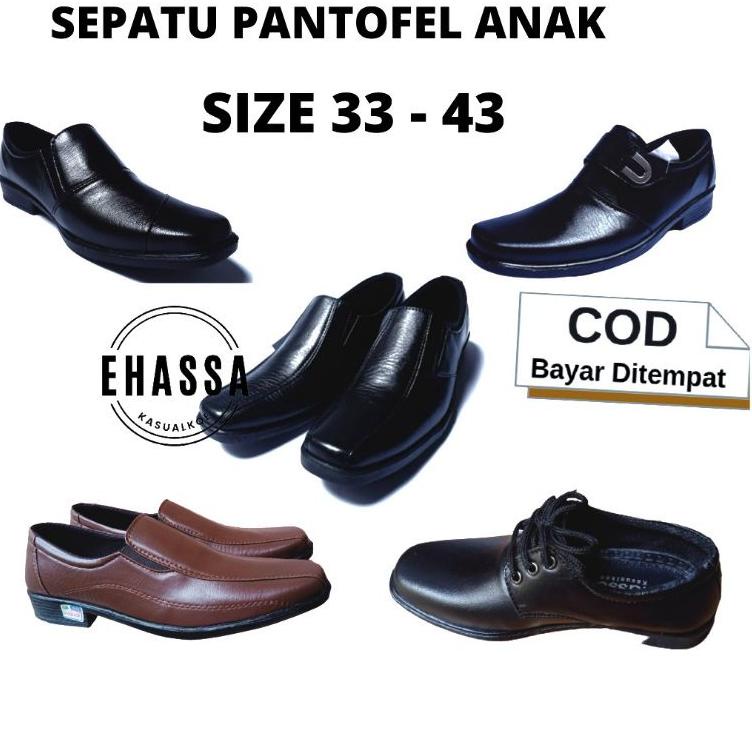 "WAS.13Fe23ᵀ" Sepatu Pantofel Anak Size 33- 43 Vantofel Laki laki Hitam Anak Spatu Pantofel Sekolah 