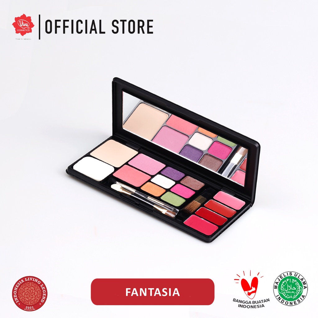 Viva Queen Make Up Kit Fantasia - 4 in 1 TWO WAY CAKE, BLUSH ON, EYE SHADOW & LIPSTICK (tersedia 5 k