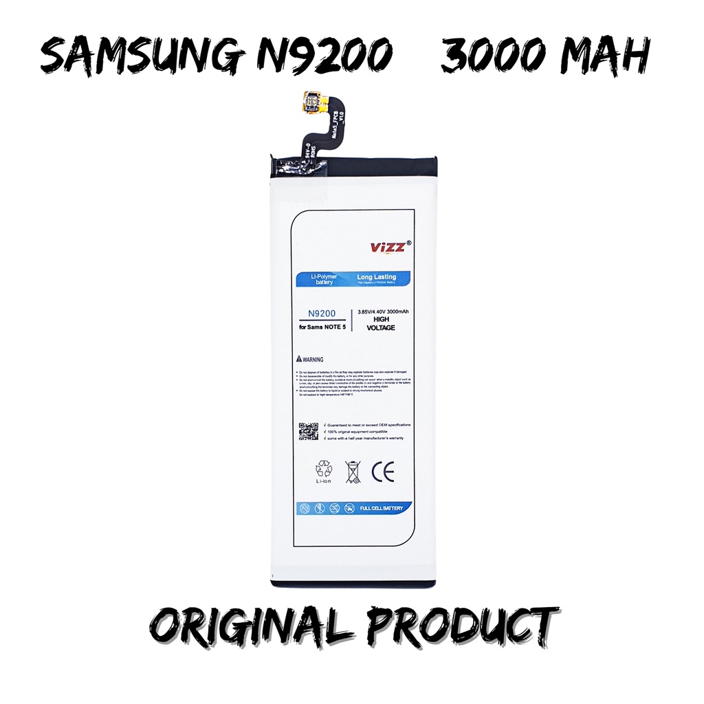 Baterai Vizz Samsung N9200 Batre Galaxy Note 5 / N9208 / N920 Original