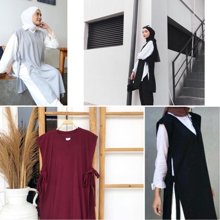 LANGSUNG ATC Rompi Tali Long Tunik / Vest Knit Tunik Rajut Wanita