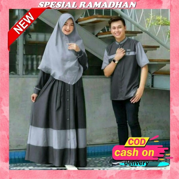 Baju Gamis Couple Keluarga Pasangan Suami Istri Kapelan Kemeja Dan Gamis Lebaran Terbaru 2023 Cewe G