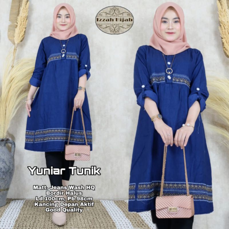 Yuniar tunik by izzah hijab / atasan wanita / long tunik busui kancing depan