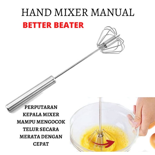 Better Beater FULL STAINLESS STEEL isi 1 pcs / Hand Mixer tanpa Listrik / Dalgona Coffee Mixer