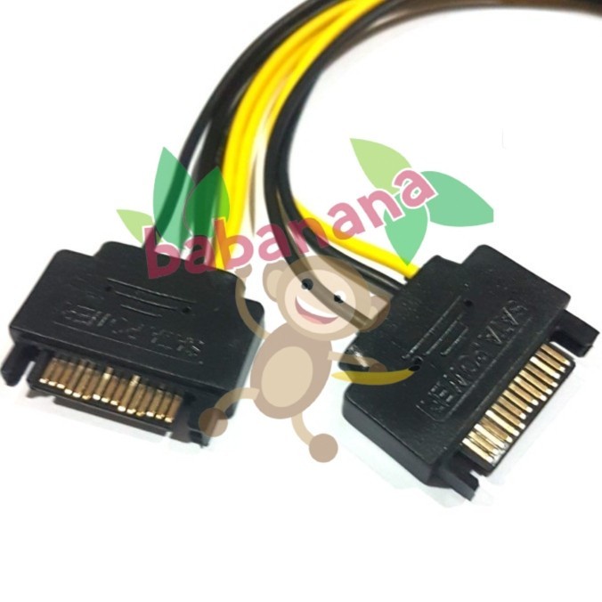 Kabel Dual SATA Power to 8 Pin PCIE 6+2 Pin Cable Splitter Power 8Pin