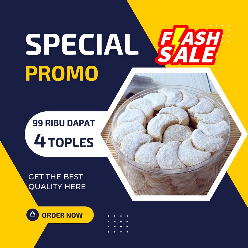 

Promo!! 99 ribu 4 Toples Kue Putri Salju Premium Small Package