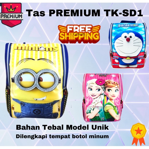 Tas Ransel Sekolah Anak TK Jepang Minion Mata Dua 3D Timbul