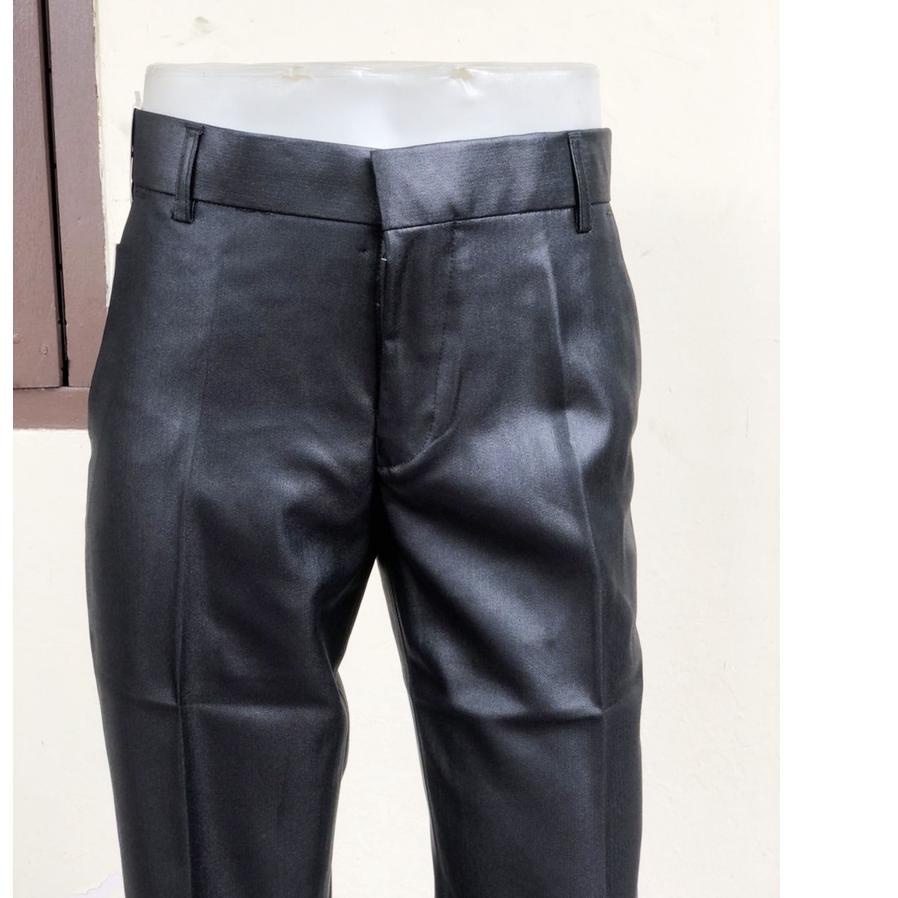 ✼ celana bahan dasar mengkilap slimfit pria / celana formal metalik pria slimfit ➳