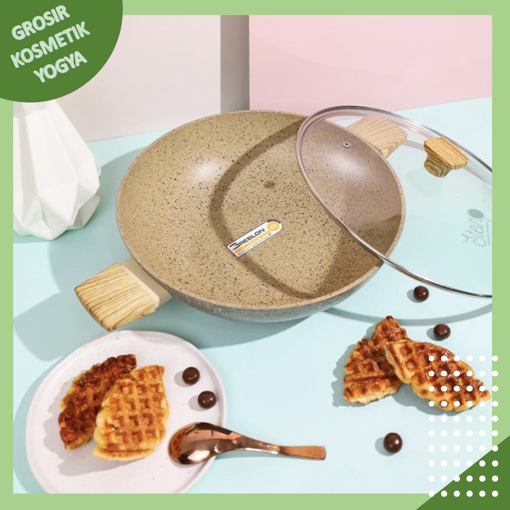 STEINCOOKWARE WOK PAN STEIN 32 & 30 CM ANTI LENGKET GRANITE SERIES GERMAN TECHNOLOGY