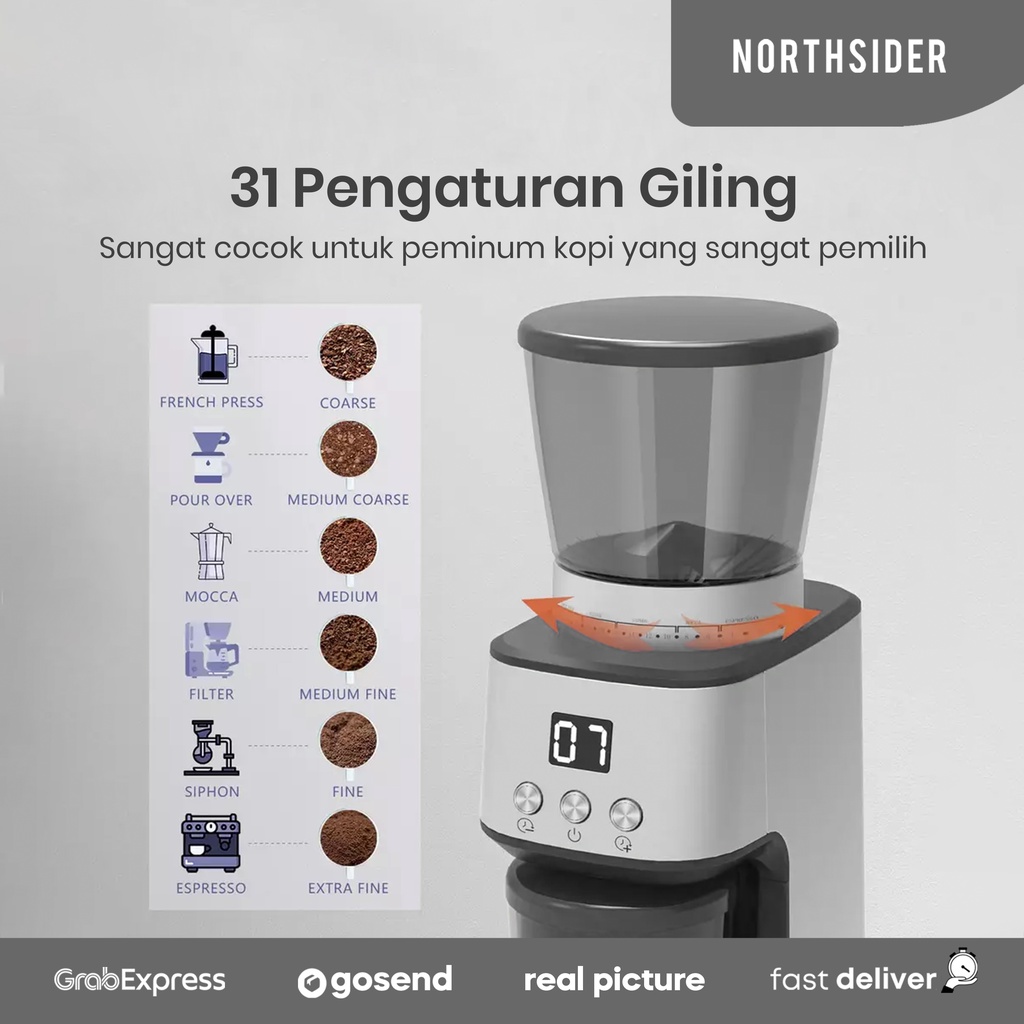 COFFEE GRINDER PENGGILING KOPI ESPRESSO V60 420 CONICAL BURR FU-2038