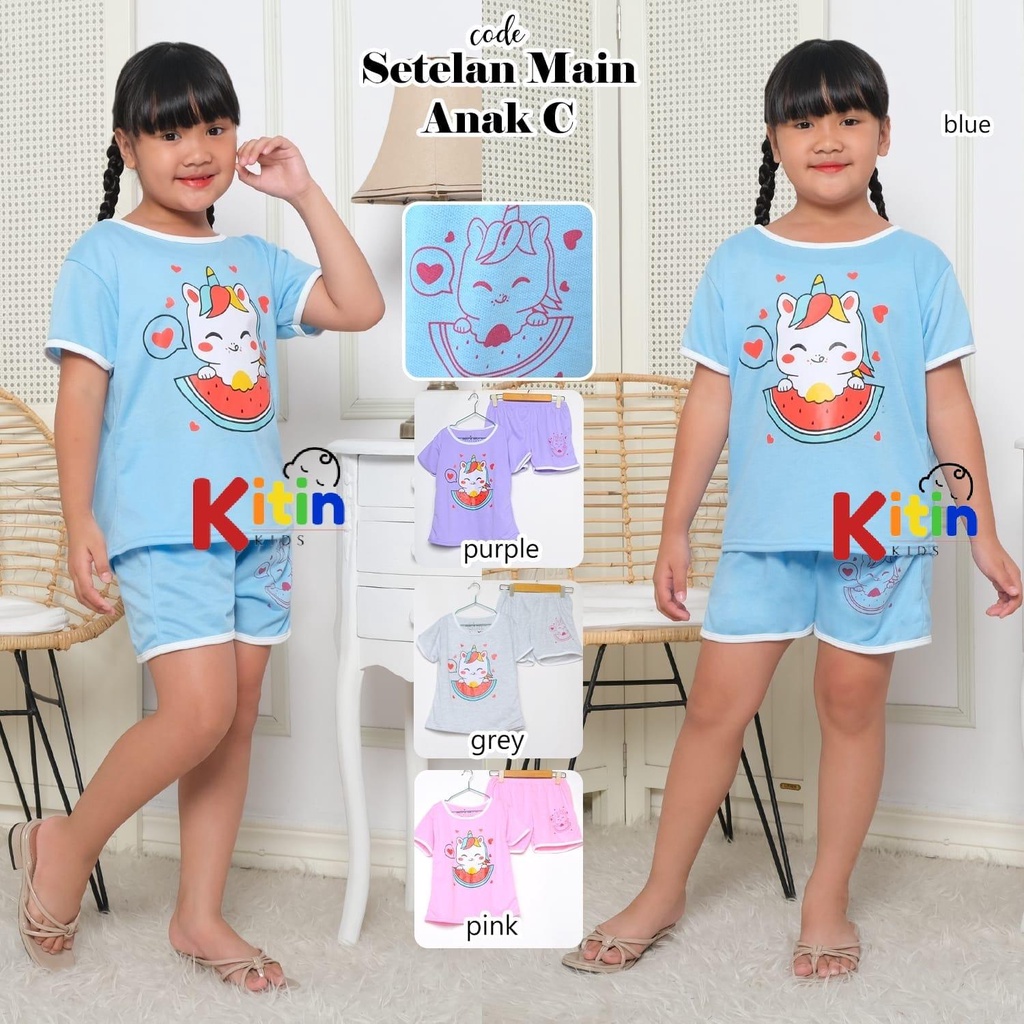 KM HP - SETELAN BAJU MAIN DAN HARIAN ANAK CEWEK/PEREMPUAN 4-7 TAHUN UNICORN KUDA BAHAN BABY TERRY PR