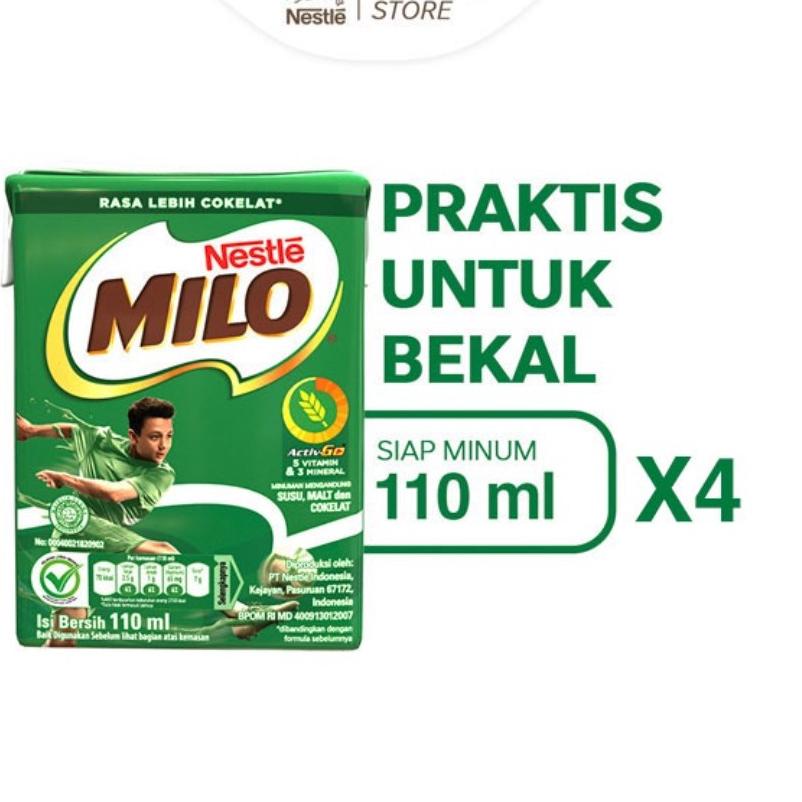 

Pasti Tertarik Milo Activ-Go Minuman Mengandung Susu dan Cokelat UHT Multipack 110ml x4