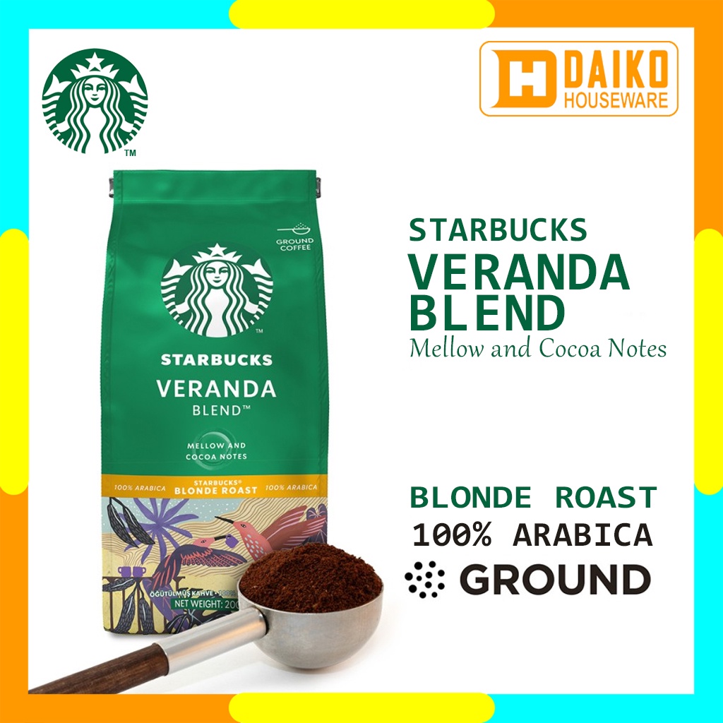 Kopi Bubuk Starbucks Veranda Blend Blonde Roast Coffee Sachet Bag 200 gr