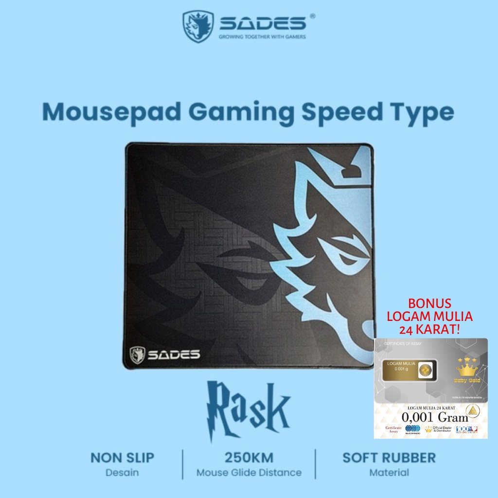 Mousepad Gaming Sades Rask Speed Type