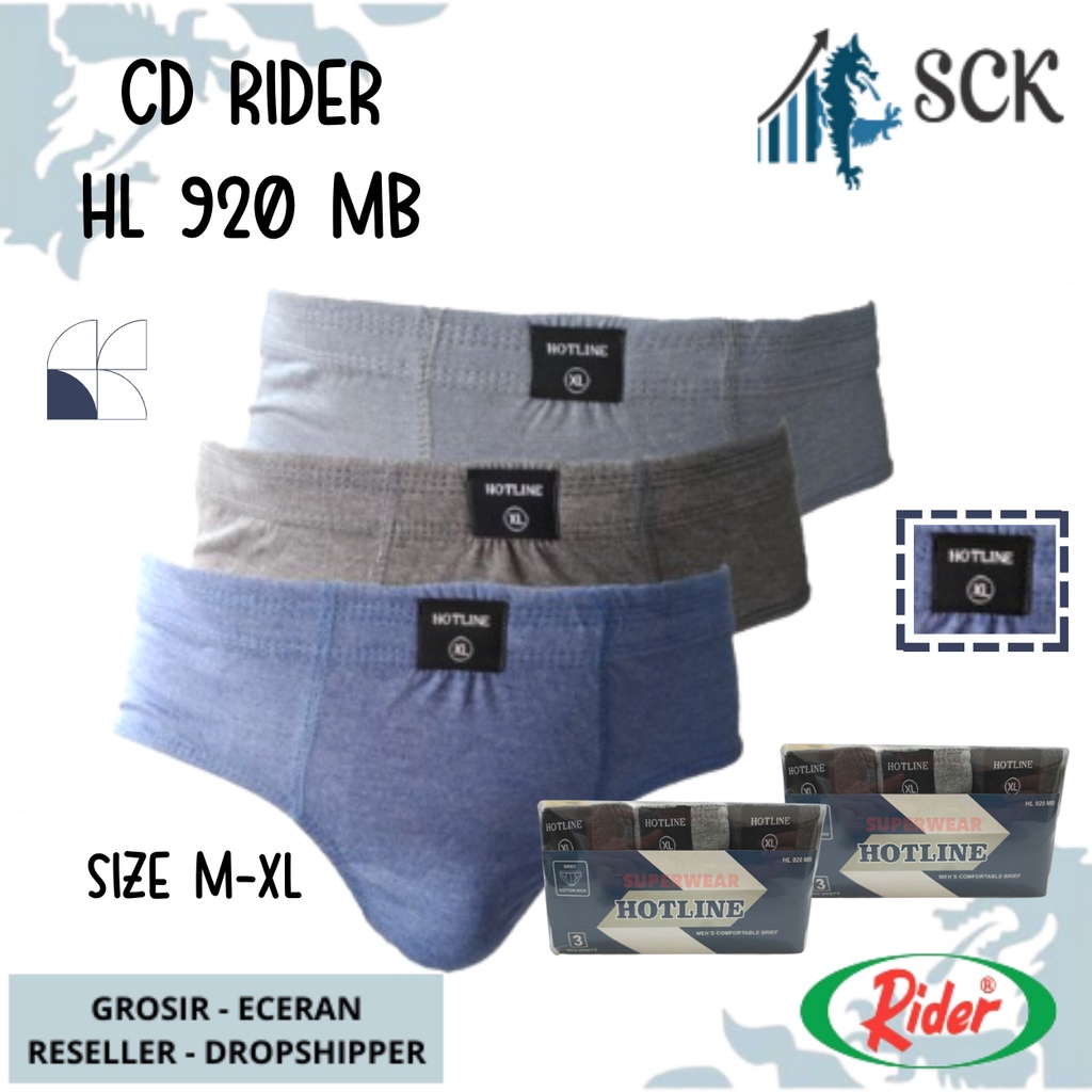 [ISI 3] Celana Dalam Pria HOTLINE 920 Karet by RIDER TERMURAH TERBARU Brief  M-XL / CD Olahraga R920 / Pakaian Dalam Cowok - sckmenwear GROSIR