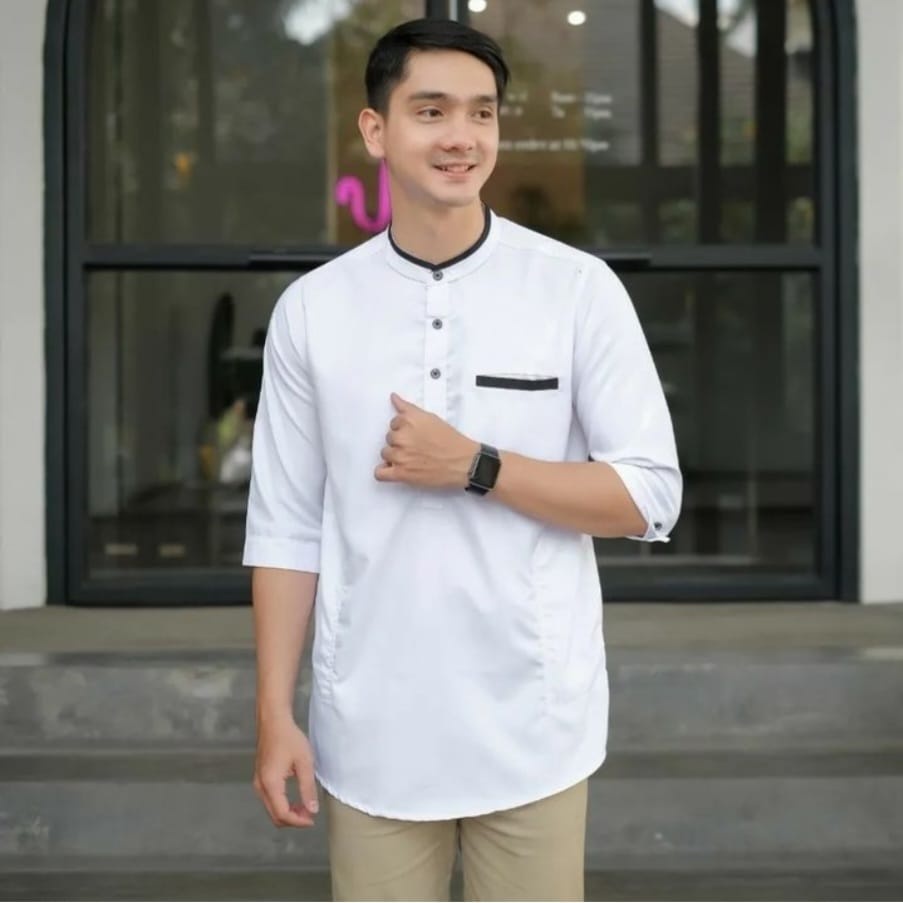Koko muslim pria lengan pendek koko ardan bahan toyobo/ koko anwa pendek