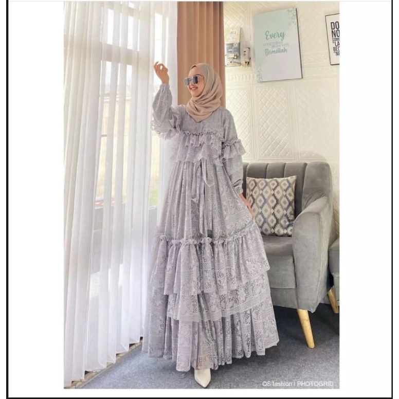 FATIYA gamis pesta brukat super jumbo by RAYHANUN ld 90 sampai ld 130 140 150 160 170 180