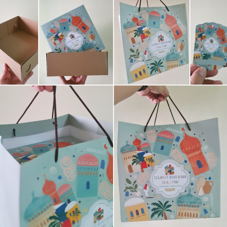 

5 Pcs Paket Hemat Paperbag Lebaran Box Lapis Legit Hampers Packaging Idul Fitri Ukuran 25x25x10 cm