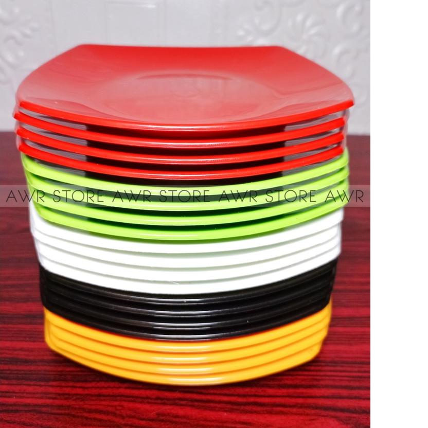 ☪ PROMO 1 LUSIN PIRING KOTAK DATAR SEMI MELAMIN 15CM ♠