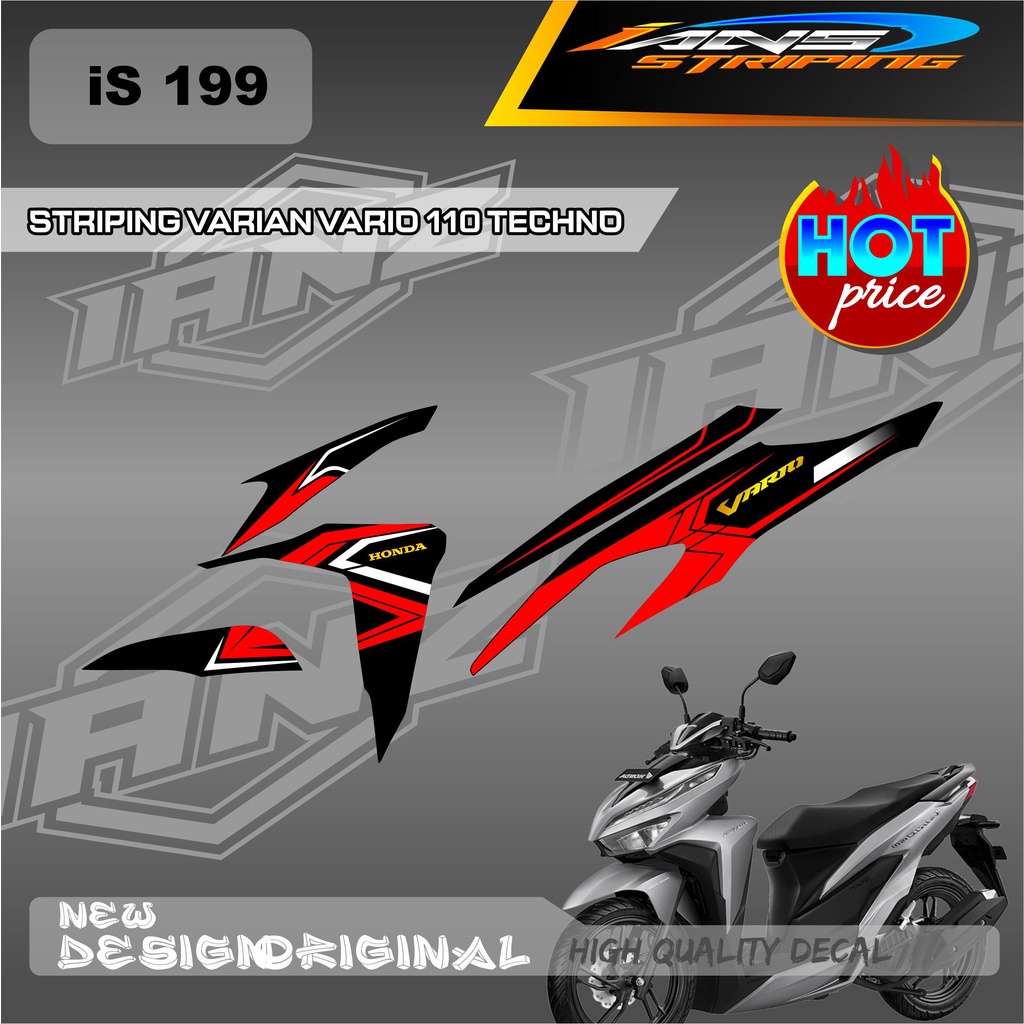 TERMURAH DECAL STIKER HONDA VARIO TECHNO 11O FULLBODY 2009-2013 / DESAIN SIMPEL / STIKER BODY VARIO 110 / STRIPING KERETA HONDA VARIO IS199
