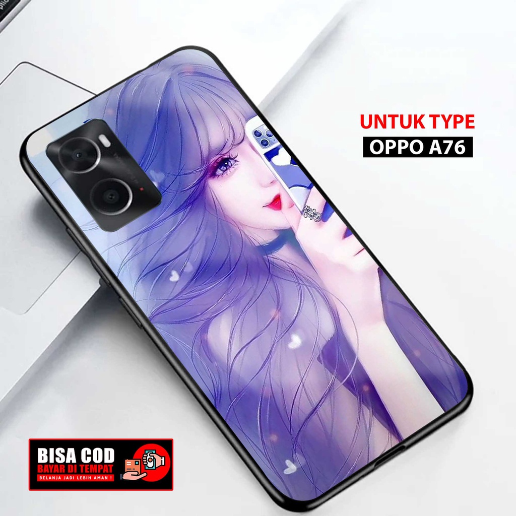 Case Oppo A76 Terbaru { STR CUTE ] 2D Softcase Glass Kaca Oppo A76 (Case Hp) Oppo A76 (CASING HP) Op