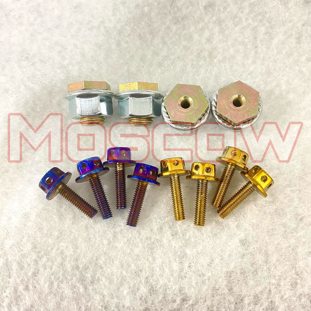 PAKET SET MUR ANTI JEBOL + BAUT PROBOLT VISOR HENG BAKARAN THAILAND GOLD BIRU TWOTONE SET 4BIJI COCOK MOTOR NMAX XMAX AEROX LEXI LEXY ADV 150 ADV150 PNP VISOR KACA DEPAN BAUT VISOR STAINLES