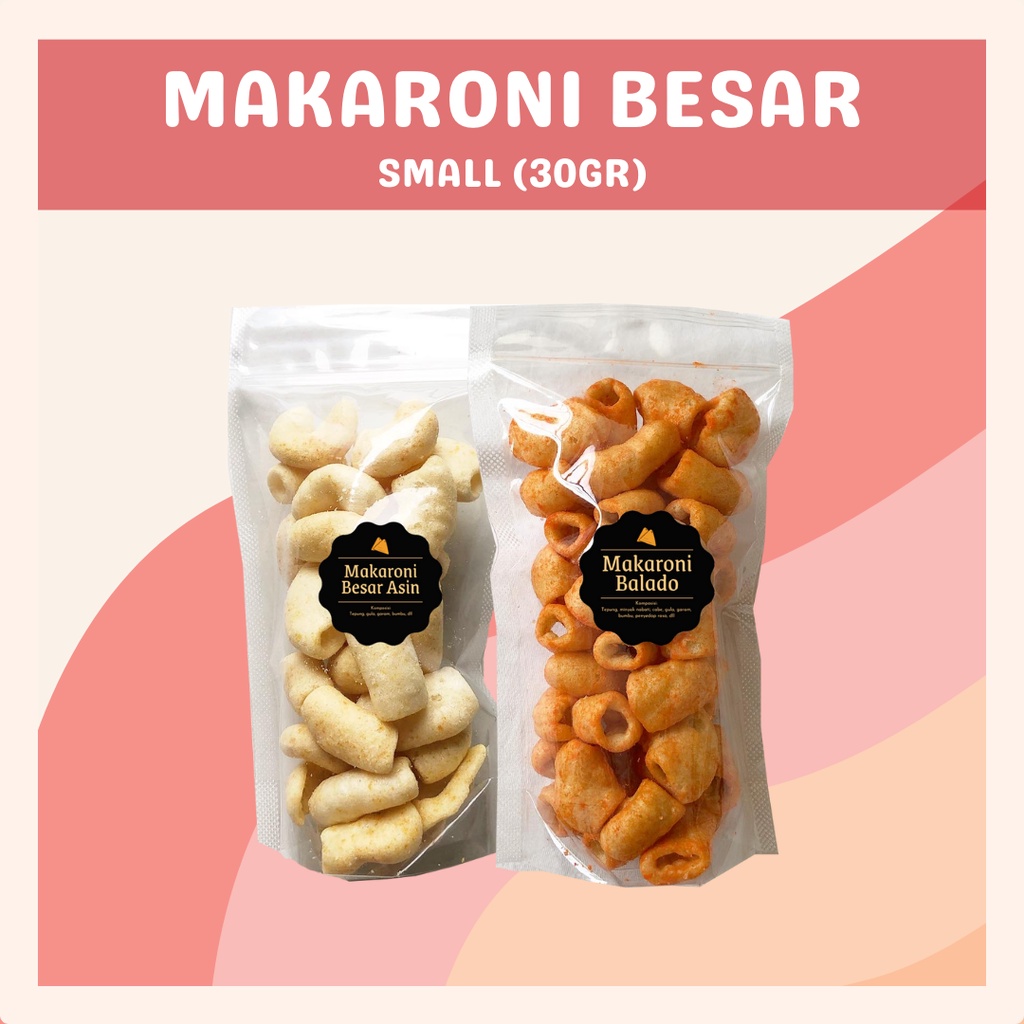 [DELISH SNACKS] Makaroni Besar Asin / Balado (S) 30gr / Snack Cemilan Camilan Murah / Asin Gurih Pedas