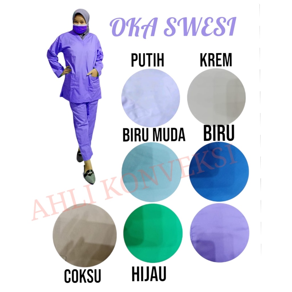 Baju Oka / Baju Jaga Malam / Baju Perawat / Baju Seragam / Baju Oka SWESHI / Baju Oka Lengan Panjang