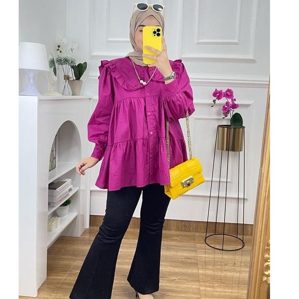 SIAP KIRIM FELLY TUNIK KATUN POPLIN // TUNIK FUSCHIA