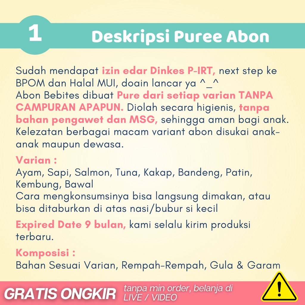 Makanan Mpasi Abon Bayi Penambah Berat Badan Nafsu Makan Non MSG Organik Homemade Bebites PUAB-006