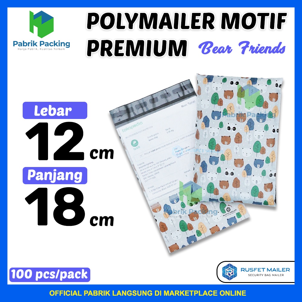 

Polymailer Amplop Rusfet Bear Family 12x18 / Per Pack Murah