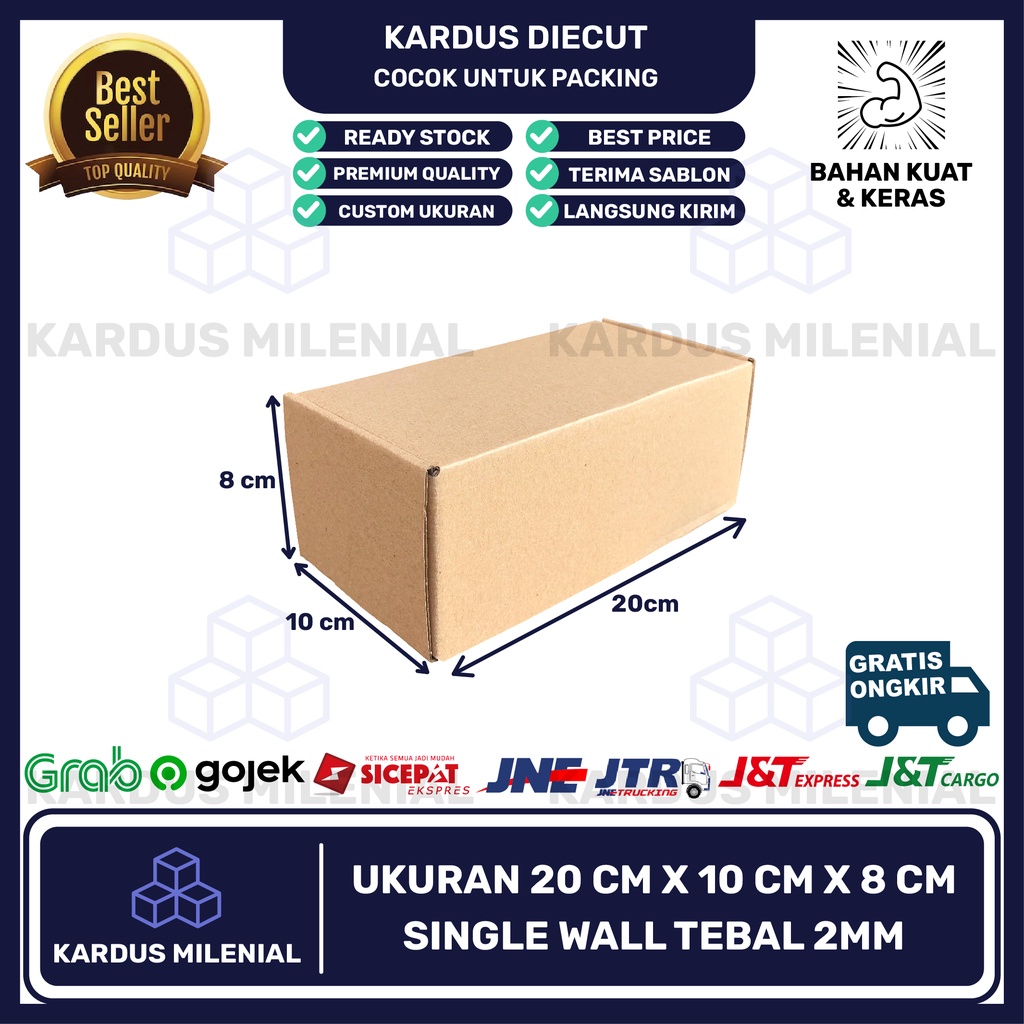 

Kardus die cut packing 20x10x8 TANPA LAKBAN