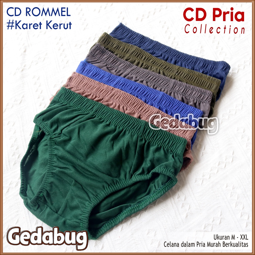 6 Pcs - CD Pria ROMMEL | Celana dalam pria Karet Kerut Murah Berkualitas | Gedabug