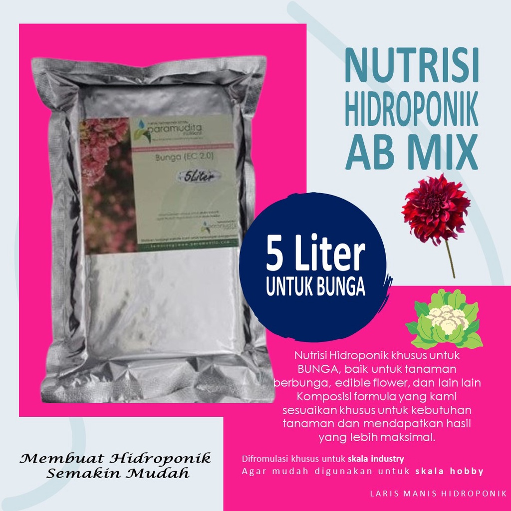 AB Mix Bunga 5 Liter PARAMUDITA NUTRIENT Nutrisi Hidroponik