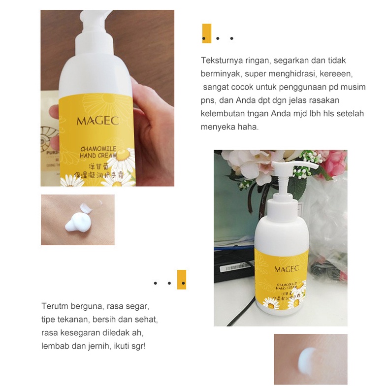 Whitening Hand Cream Chamomile Krim Tangan Krim Tangan 200ml Pemutih Pelembab Krim Tangan Anti Penuaan Kering Halus Moisturizing Nourishing Fragrance