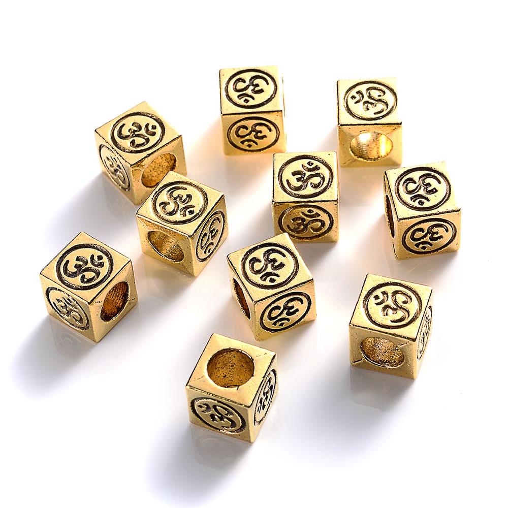 Charms Spacer Kotak Beads Lambang Omkara 8x8x8mm