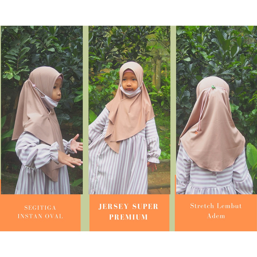 Jilbab Segitiga Instan Oval Anak 2-8 Tahun Jersey Super Premium