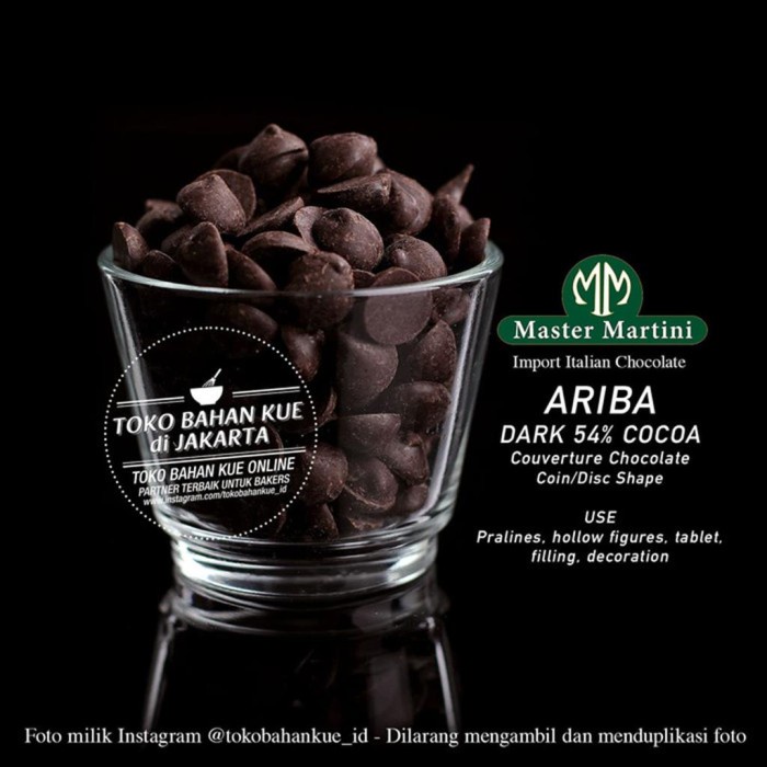 

Master Martini ARIBA 54% Dark Chocolate Couverture 250gr Coklat Coin