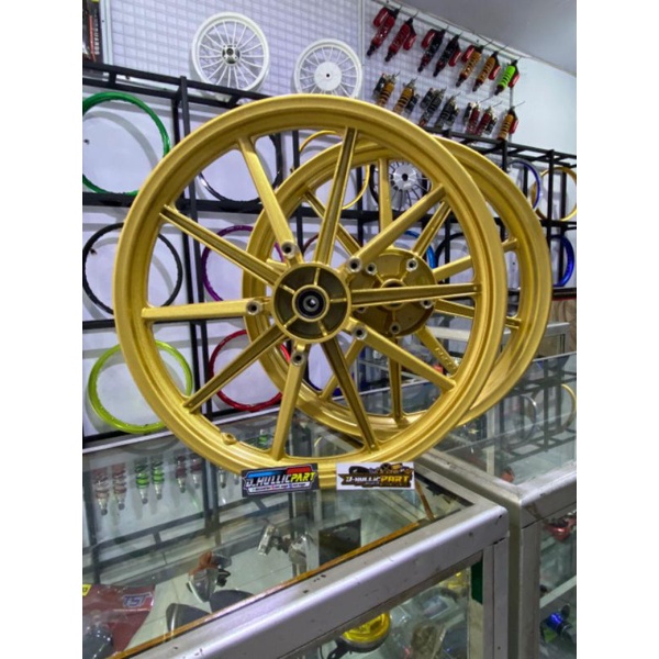 Velg MX-king depan belakang  veleg vrossi palang 10 pnp mx king veleg gold/hitam/putih