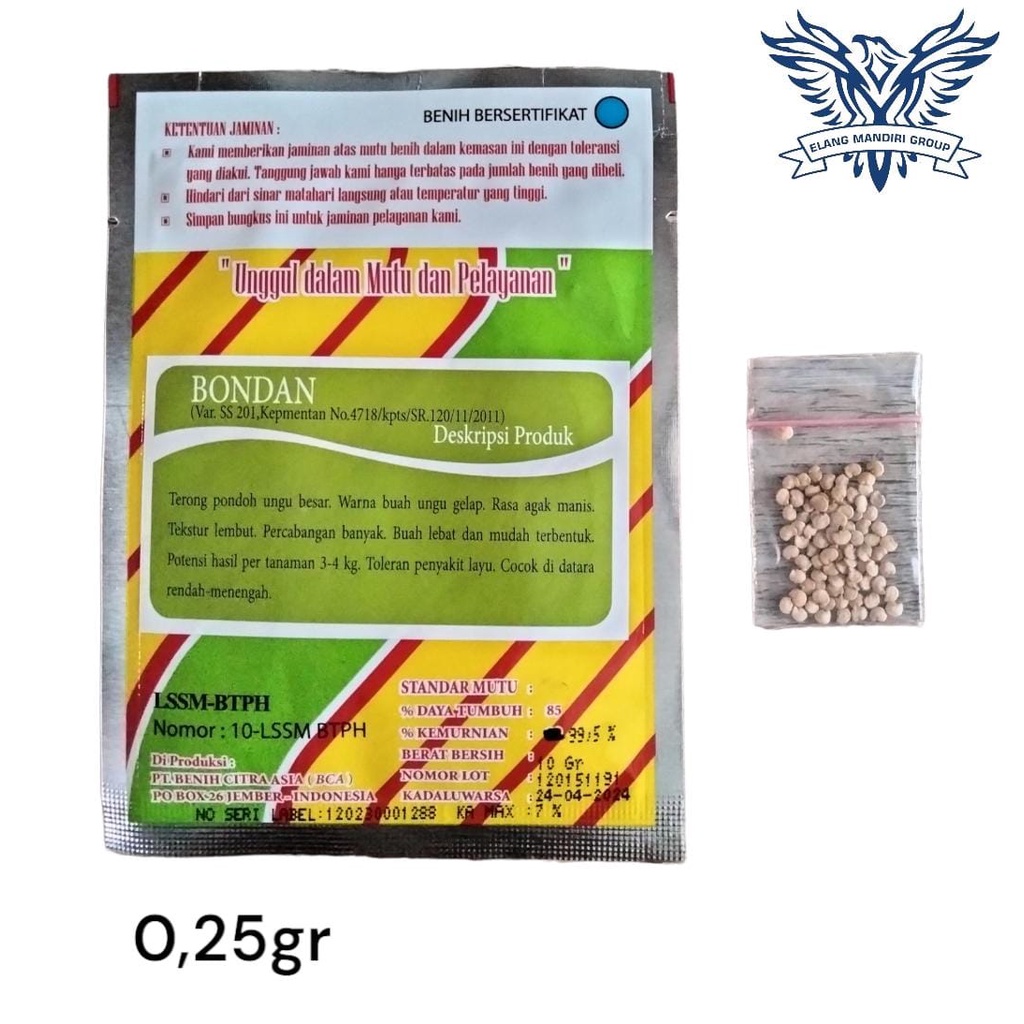 Repack 2000an Benih Bibit Terong BONDAN 0,25gr Bibit Sayuran Unggul Bintang Asia Cocok untuk di pekarangan